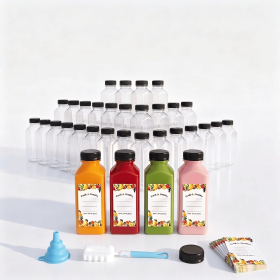 Pack of 36 Empty Plastic Milk Bottles, 16oz disposable Drink Containers with Caps for Juices, Smoothies and Beverages
