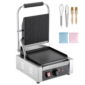Commercial Panini Grill, 1800W Electric Sandwich Panini Maker, Stainless Steel Sandwichs Press Grill with Handle and Temp Control